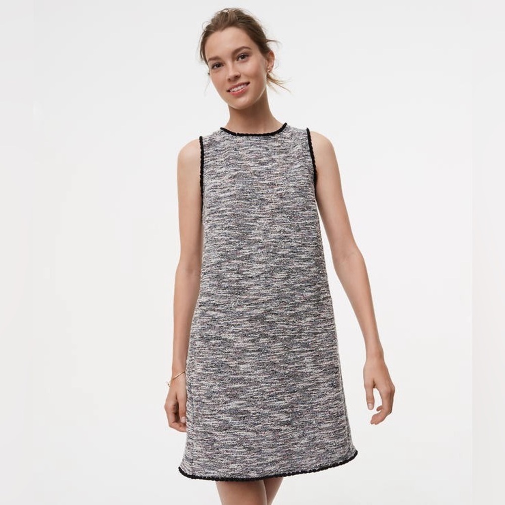 LOFT Black and White Tweed Mini Dress